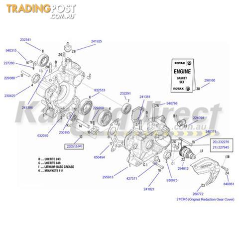 Go Kart Rotax Complete Engine Gasket and Oil Seals Rotax Part No.: 296160 - ALL BRAND NEW !!!