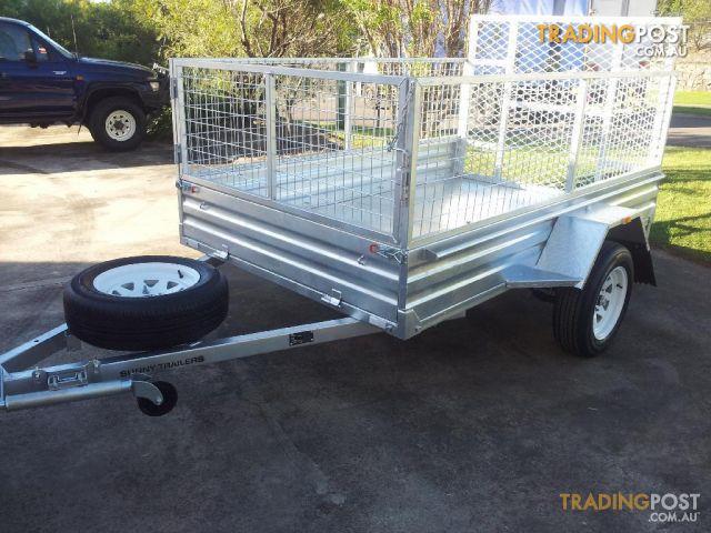 7x4 Galvanized Trailer With Cage & Ramp 7x4 Hot Dipped Galvanized Trailer with Cage & Ramp
