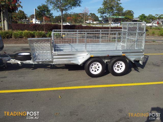10x6 Tandem Trailer with Cage,Ramp & Mower Pad Hot Dipped Galvanized
