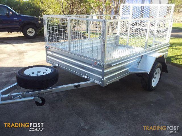 8x5 Single Axle Trailer with Cage & Ramp Hot Dipped Galvanized