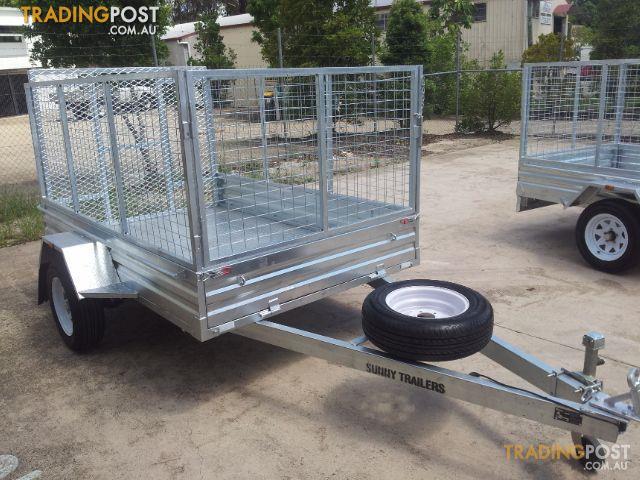 8x5 Single Hot Dipped Gal with 900Cage & 1300 Ramp Hot Dipped Gal Single Trailer,900Cage&1300Ramp
