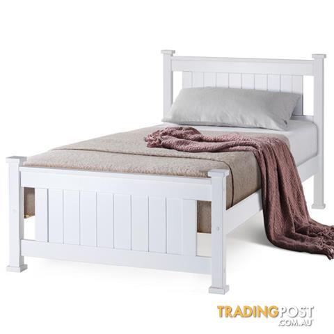 Kingston Slumber Single Wooden Bed Frame Base White Pine Adult Bedroom Furniture Timber Slat