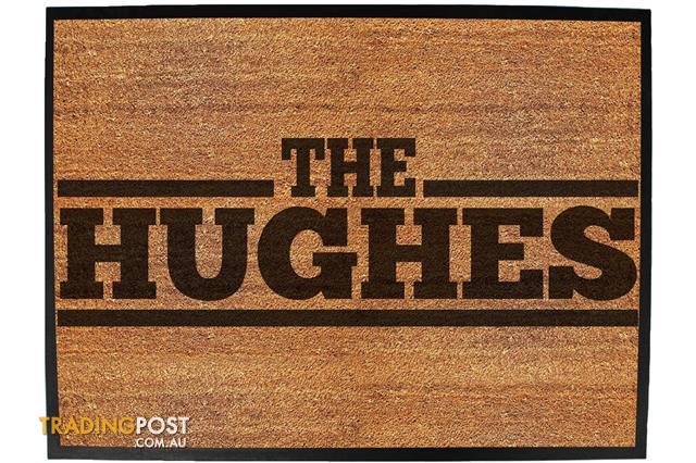 The Surname Hughes Funny Novelty Birthday Doormat Floor Mat Floormat Door Personalised Gift Present New Home Christmas Custom Pet Dog Cat Entrance Wel