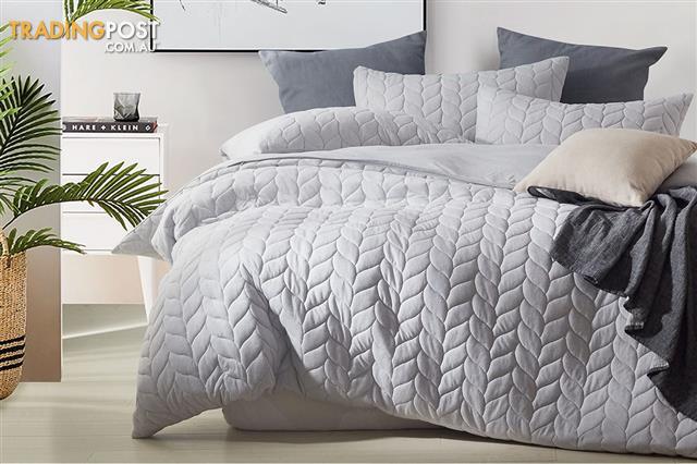 Gioia Casa Quilted Jersey Quilt Cover Queen Light Grey