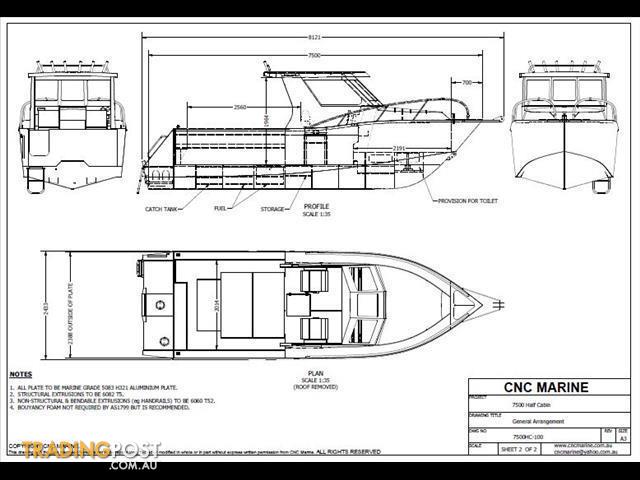 SABRECRAFT 7.50M  ALUMINIUM HALF CABIN  BOAT