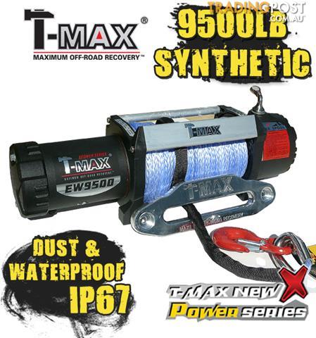 NEW TMAX 9500LB POWER SERIES 12V WINCH TMAHEW9500PR T-MAX ROPE WATER PROOF