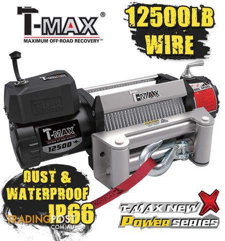 NEW TMAX 12500LB POWER SERIES 12V WINCH TMAHEW12500 T-MAX WIRE WATER PROOF 4X4