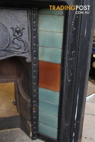 Cast Iron Fireplace With Aqua Tiles