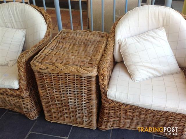 Real-wicker-cane-outdoor-chairs-and-side-table